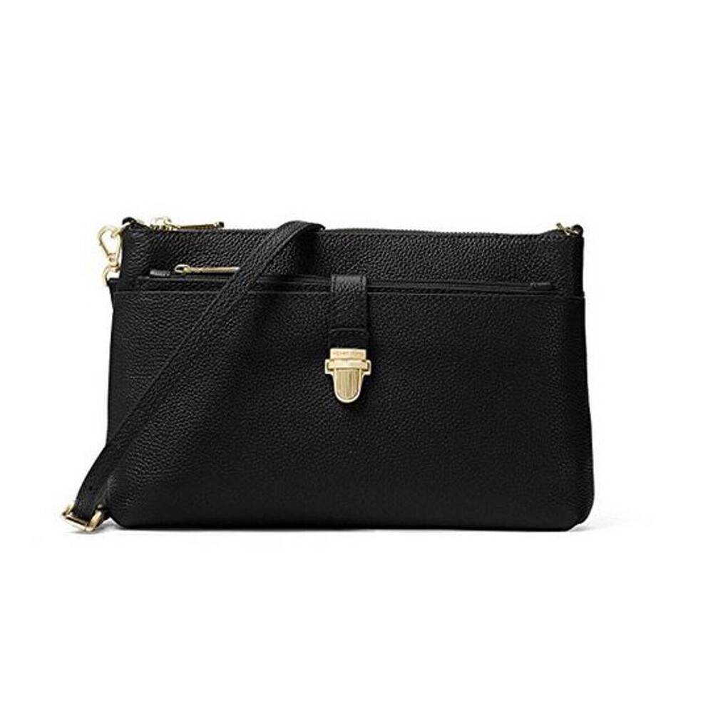 EUC MICHAEL KORS Mercer Snap Pocket Crossbody Bag Black Leather Purse 32H6GM9C3L